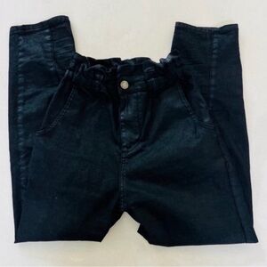 Zara High Rise Paper Bag Straight Leg Trousers 0